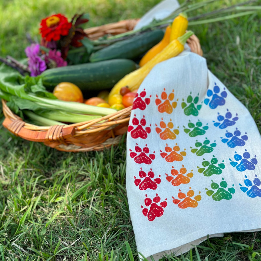 RETIRED: Limited Edition Rainbow Heart Paws Towel