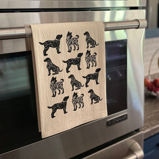 "Farm Dogs" Kitchen Towel in Black or Red