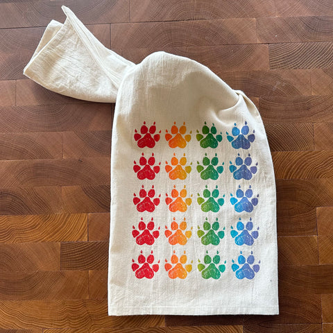 RETIRING: Limited Edition Rainbow Heart Paws Towel